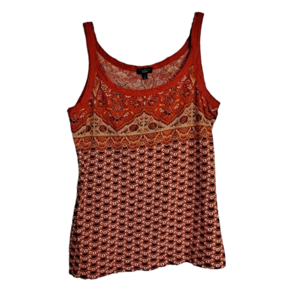 Talbots boho/bohemian multicolored geometric tank top